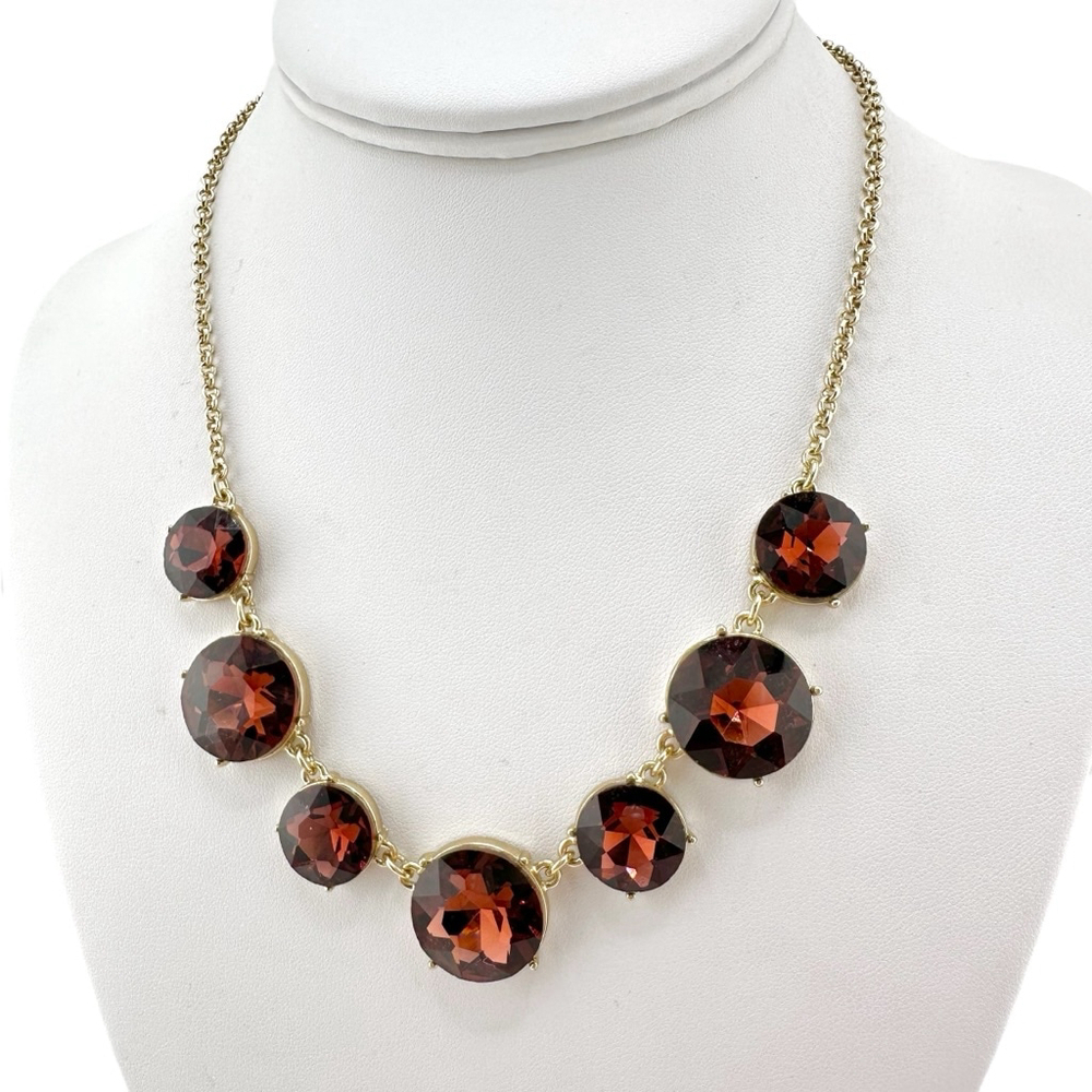 Womens Necklace Reddish Brown with Gold Tone Chain - Picture 4 of 10